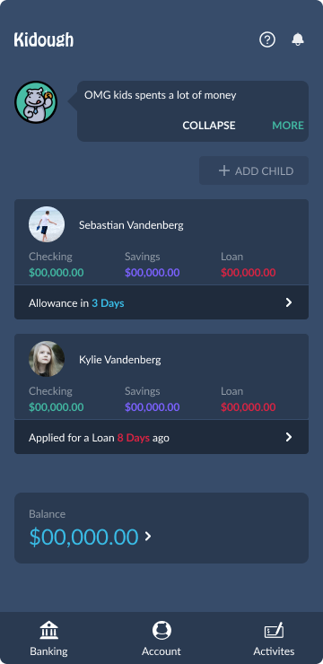 Kidough parent dashboard
